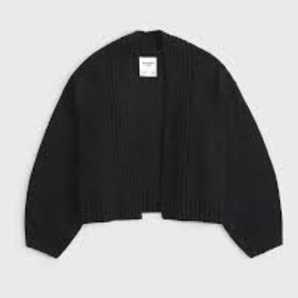 NWT Abercrombie & Fitch Barrel Sleeve Non Closure Cardigan Sweater. Black. XS